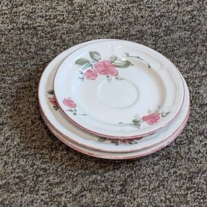 VTG, Gibson China Ivory Lot White Porcelain Dinner Plates with Pink Rose Accent